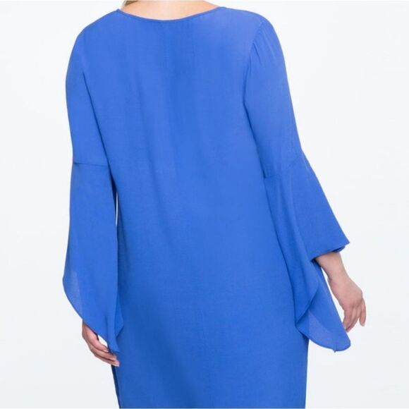 Eloquii V Neck Flare Sleeve Shift Dress - Picture 3 of 6